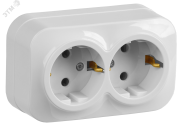 GLORY Розетка двухместная наружная с заземлением белая GLORY Розетка двухместная наружная с заземлением белая
