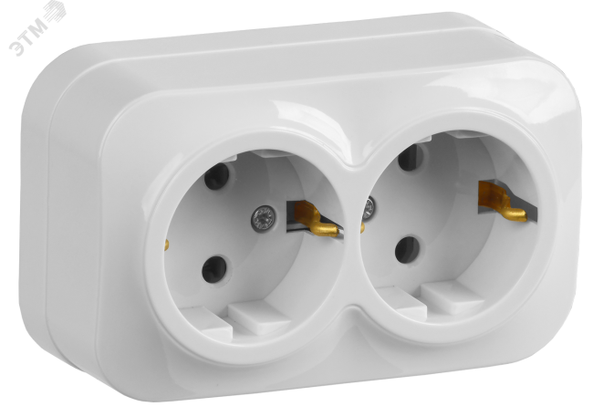 GLORY Розетка двухместная наружная с заземлением белая GLORY Розетка двухместная наружная с заземлением белая