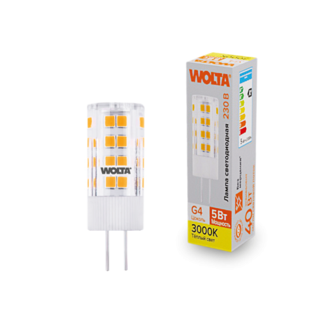 Светодиодная лампа WOLTA WSTD-JC-220V5W3KG4-C 5Вт 3000K G4