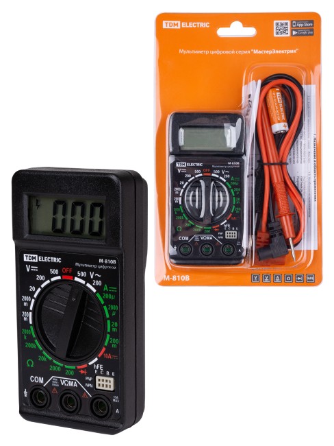 Мультиметр цифровой серия "МастерЭлектрик" М-810В (компакт) TDM Мультиметр цифровой серия "МастерЭлектрик" М-810В (компакт) TDM