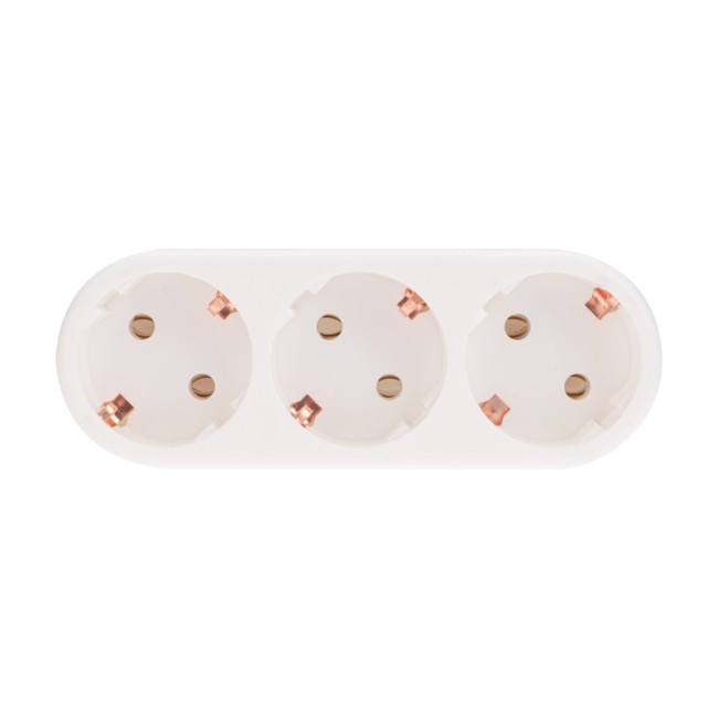 Набор тройников электрических линейных REXANT 16 А вертикальные с заземлением, белый (2 шт./уп.)