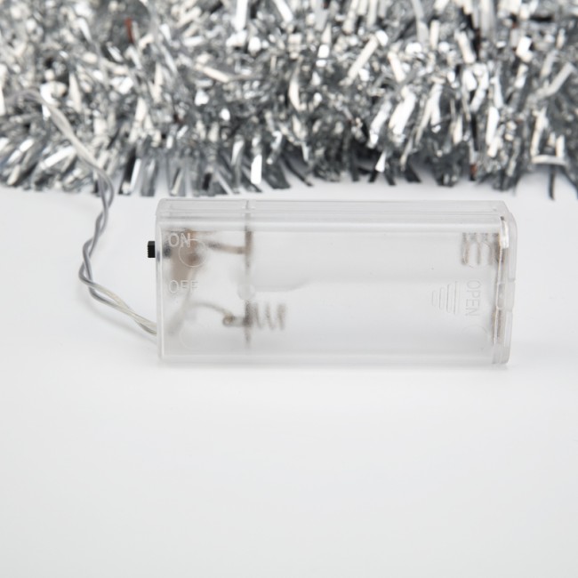 Гирлянда светодиодная Мишура серебряная 10 LED 1,5 м, прозрачный ПВХ, белый свет свечения, 2 х АА (батарейки не в комплекте) NEON-NIGHT Гирлянда светодиодная Мишура серебряная 10 LED 1,5 м, прозрачный ПВХ, белый свет свечения, 2 х АА (батарейки не в комплекте) NEON-NIGHT