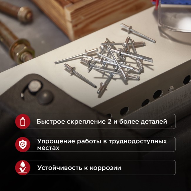 Заклепки, 3,2x6мм, 50 шт. REXANT Заклепки, 3,2x6мм, 50 шт. REXANT