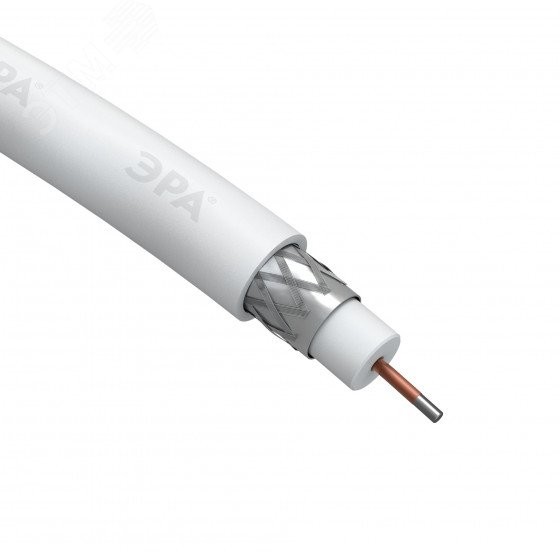 Кабель коаксиальный RG-6U 75 Ом CCS/(оплётка Al 48%) PVC цвет белый 10м SIMPLE
