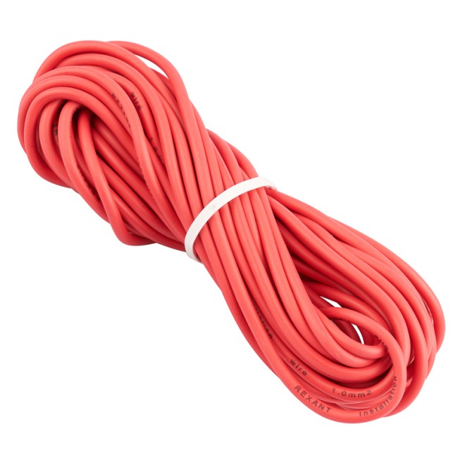 Провод автомобильный ПГВА/ПВАМ REXANT 1х1,00 мм красный, мини-бухта 5 метров