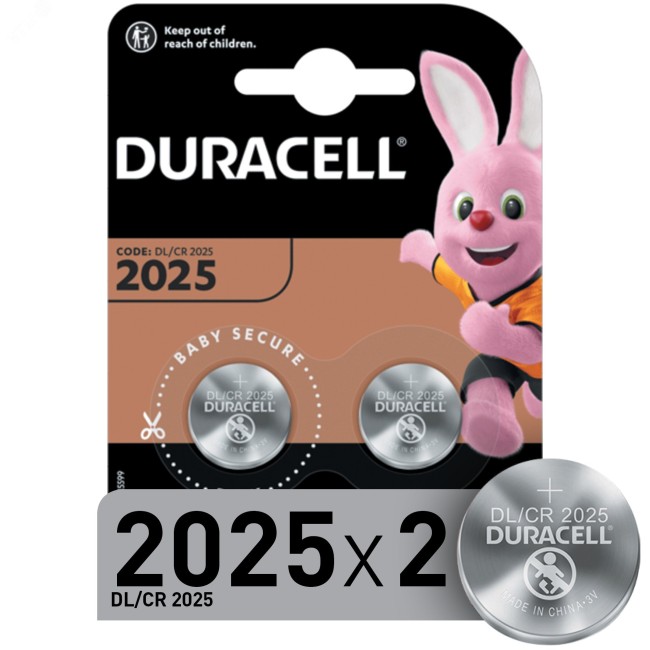 Элемент питания Duracell CR2025-2BL (20/200/29400)