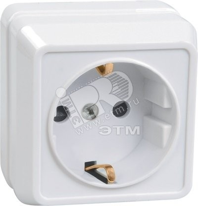 ОКТАВА Розетка наружная с заземлением белая ОКТАВА Розетка наружная с заземлением белая