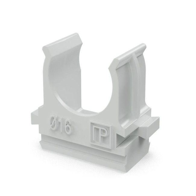 Держатель для труб (клипса) d16мм полистирол Промрукав PR.02716 Держатель для труб (клипса) d16мм полистирол Промрукав PR.02716