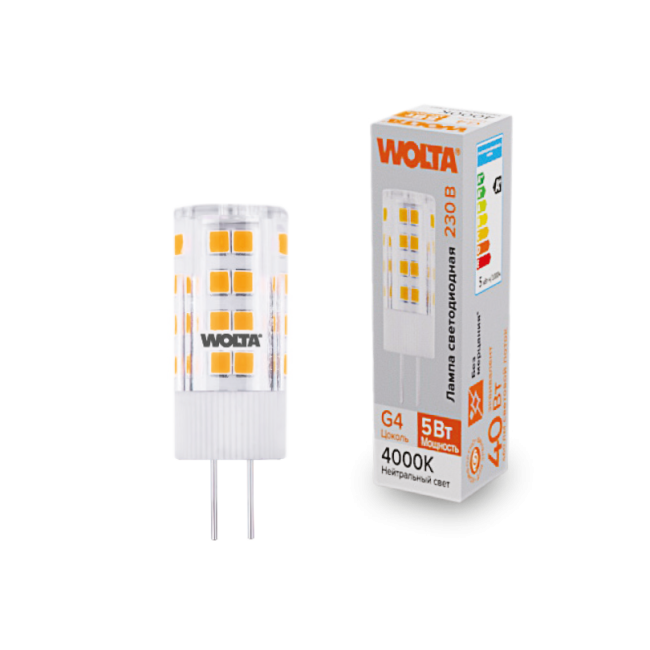 Светодиодная лампа WOLTA WSTD-JC-220V5W4KG4-C 5Вт 4000K G4