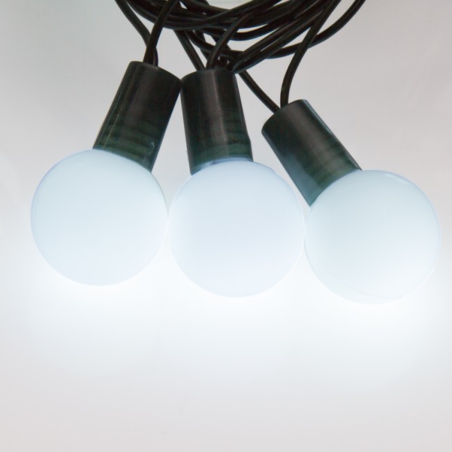 Гирлянда Шарики Ø25 мм, 5м, темно-зеленый ПВХ, 25 диодов, цвет Белый, Без контроллера Гирлянда Шарики Ø25 мм, 5м, темно-зеленый ПВХ, 25 диодов, цвет Белый, Без контроллера