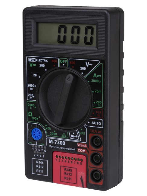 Мультиметр цифровой серия "МастерЭлектрик" М-7300 (каб.тестер RJ-11,12,45) TDM Мультиметр цифровой серия "МастерЭлектрик" М-7300 (каб.тестер RJ-11,12,45) TDM