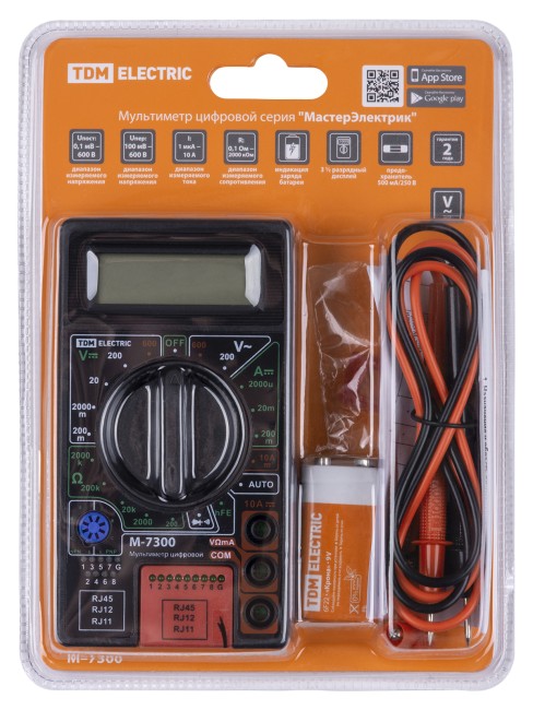 Мультиметр цифровой серия "МастерЭлектрик" М-7300 (каб.тестер RJ-11,12,45) TDM Мультиметр цифровой серия "МастерЭлектрик" М-7300 (каб.тестер RJ-11,12,45) TDM