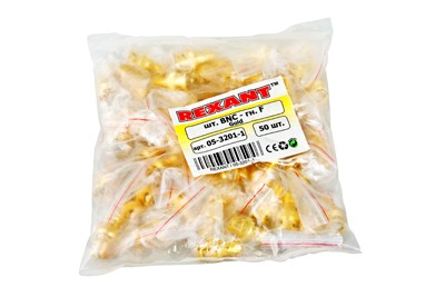 Переход гнездо F - штекер BNC GOLD REXANT Переход гнездо F - штекер BNC GOLD REXANT