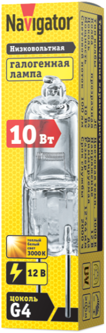 Лампа галогенная 94 209 JC 10Вт clear G4 12В 2000h Navigator 94209 Лампа галогенная 94 209 JC 10Вт clear G4 12В 2000h Navigator 94209