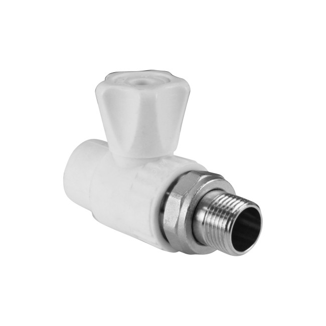 Кран для радиатора прямой 25 х 3/4' полипропиленовый PPR белый