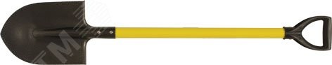 Лопата штыковая ЛУ, с желтым металлизированным черенком и V-ручкой 215х285х1130 мм