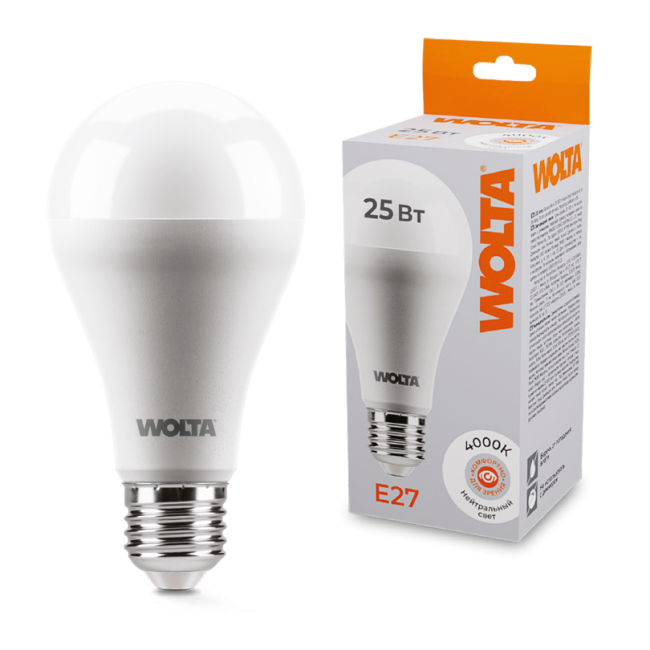 Светодиодная лампа WOLTA 25S67BL25E27 25Вт 4000К E27