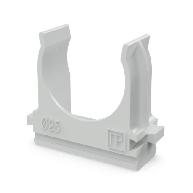 Держатель для труб (клипса) d25мм полистирол Промрукав PR.02725 Держатель для труб (клипса) d25мм полистирол Промрукав PR.02725