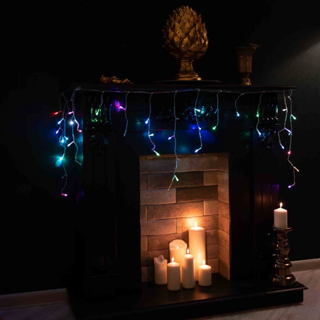 Гирлянда Айсикл (бахрома) светодиодный, 1,8 х 0,5 м, прозрачный провод, 230 В, диоды RGB Гирлянда Айсикл (бахрома) светодиодный, 1,8 х 0,5 м, прозрачный провод, 230 В, диоды RGB