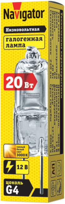 Лампа галогенная 94 210 JC 20Вт clear G4 12В 2000h Navigator 94210 Лампа галогенная 94 210 JC 20Вт clear G4 12В 2000h Navigator 94210
