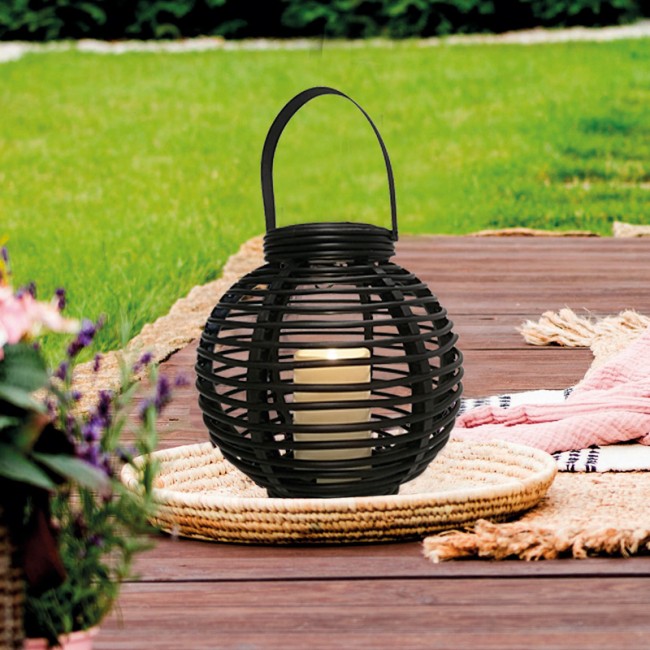 Декоративный фонарь на солнечной батарее 20х20х22 см, черный плетеный корпус, теплый белый цвет свечения NEON-NIGHT Декоративный фонарь на солнечной батарее 20х20х22 см, черный плетеный корпус, теплый белый цвет свечения NEON-NIGHT