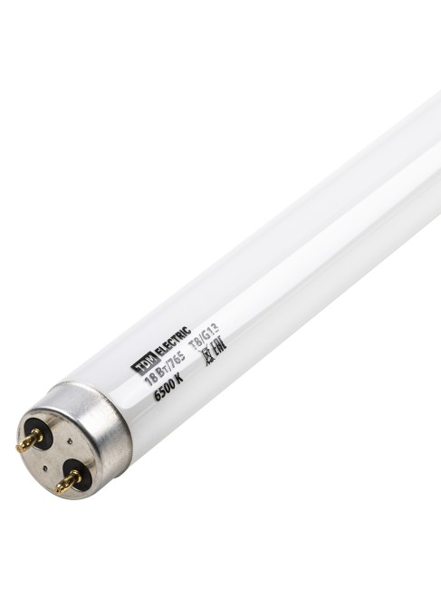 Лампа люминесцентная линейная двухцокольная ЛЛ-18Вт/765, T8/G13, 6500 К TDM Лампа люминесцентная линейная двухцокольная ЛЛ-18Вт/765, T8/G13, 6500 К TDM