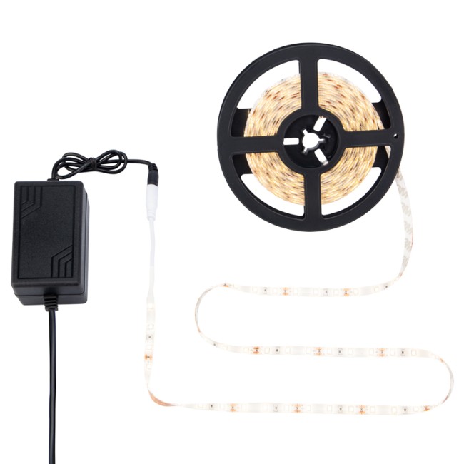 Комплект светодиодной ленты 5 м с блоком питания IP65, теплое белое свечение 3000 К LAMPER Комплект светодиодной ленты 5 м с блоком питания IP65, теплое белое свечение 3000 К LAMPER