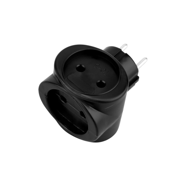 Тройник электрический 220 В 6 А черный REXANT