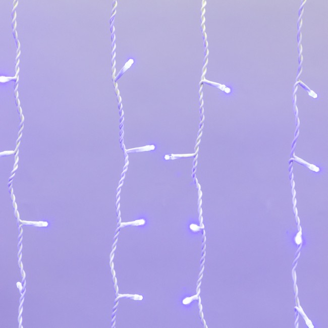 Гирлянда Светодиодный Дождь 2х1,5м, постоянное свечение, белый провод, 230 В, диоды СИНИЕ (шнур питания в комплекте)