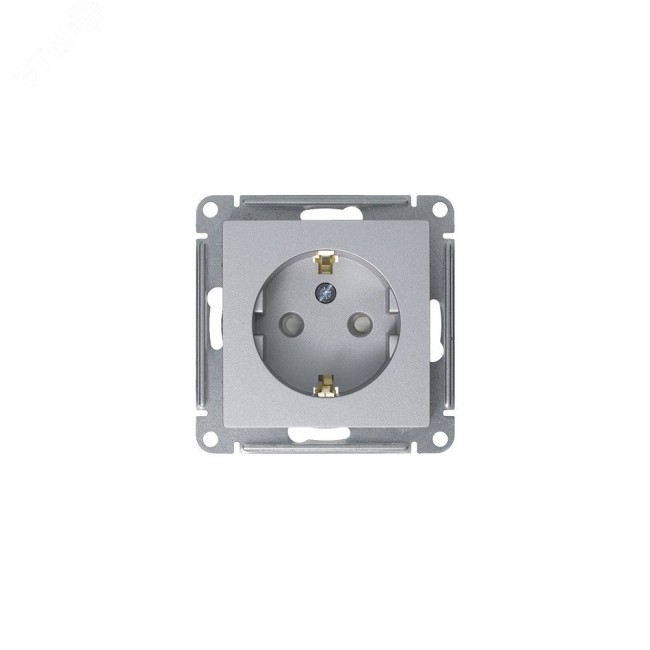 Розетка ATLASDESIGN с заземлением со шторками 16А механизм алюминий Розетка ATLASDESIGN с заземлением со шторками 16А механизм алюминий