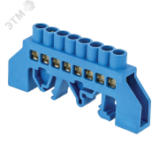 Шина нулевая N 63.08 нейлоновый корпус на DIN-рейку (латунь) Шина нулевая N 63.08 нейлоновый корпус на DIN-рейку (латунь)