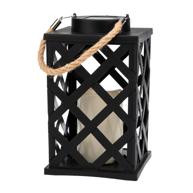 Декоративный фонарь на солнечной батарее 14х14х24 см, черный плетеный корпус, теплый белый цвет свечения NEON-NIGHT Декоративный фонарь на солнечной батарее 14х14х24 см, черный плетеный корпус, теплый белый цвет свечения NEON-NIGHT