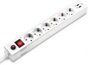 Удлинитель с сетевым фильтром 6х5м с заземл. 10А IP20 BU-SP5_USB_2A-W CCA бел. BURO 992316 Удлинитель с сетевым фильтром 6х5м с заземл. 10А IP20 BU-SP5_USB_2A-W CCA бел. BURO 992316