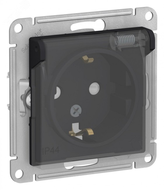 ATLASDESIGN AQUA РОЗЕТКА с заземл. со шторк с крышк., 16А, IP44, механизм, КАРБОН ATLASDESIGN AQUA РОЗЕТКА с заземл. со шторк с крышк., 16А, IP44, механизм, КАРБОН
