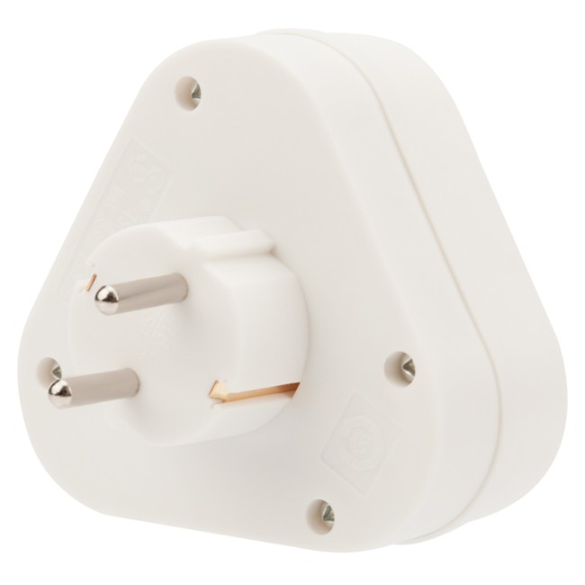 Тройник электрический пирамида 16 А с заземлением белый REXANT