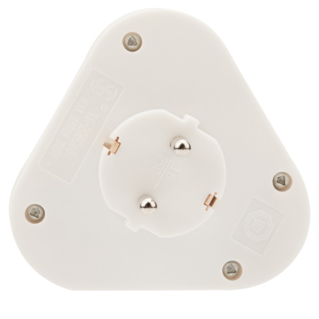 Тройник электрический пирамида 16 А с заземлением белый REXANT