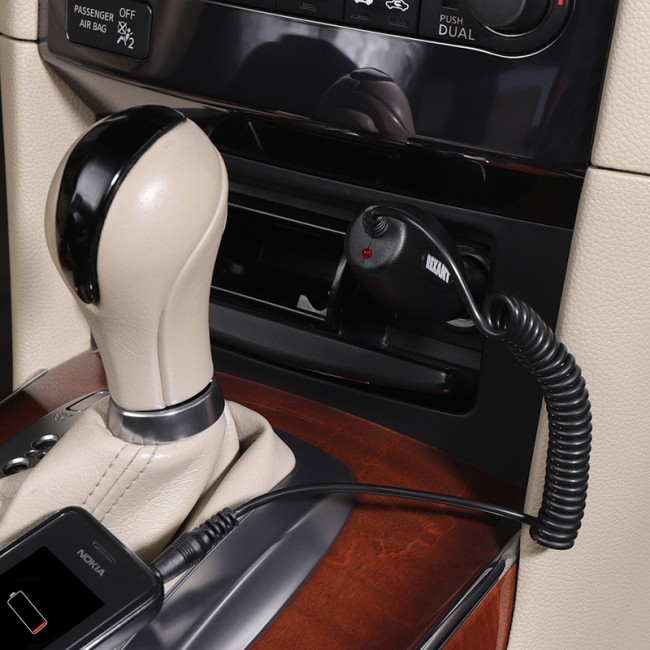 Автозарядка в прикуриватель для NOKIA 51**/32**/88**/6***  «толстая» (АЗУ) (5 V, 700 mA) шнур спираль 1.2 м черная REXANT