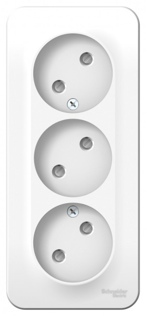 Розетка BLANCA наружная трехпостовая, без заземления, со шторками, с изолирующей пластиной, 16А, 250В, белый Розетка BLANCA наружная трехпостовая, без заземления, со шторками, с изолирующей пластиной, 16А, 250В, белый