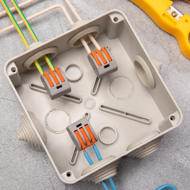 Универсальная клемма СМК 222-413, 3-проводная серая 0,08-2,5/4 мм² (50 шт/уп) REXANT