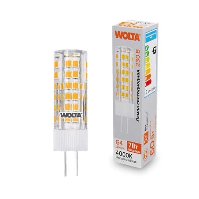 Светодиодная лампа WOLTA WSTD-JC-220V7W4KG4-C 7Вт 4000K G4