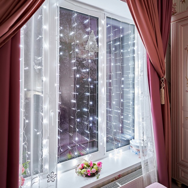 Гирлянда Светодиодный Дождь 2,5x2м, свечение с динамикой, прозрачный провод, 230 В, диоды БЕЛЫЕ Гирлянда Светодиодный Дождь 2,5x2м, свечение с динамикой, прозрачный провод, 230 В, диоды БЕЛЫЕ