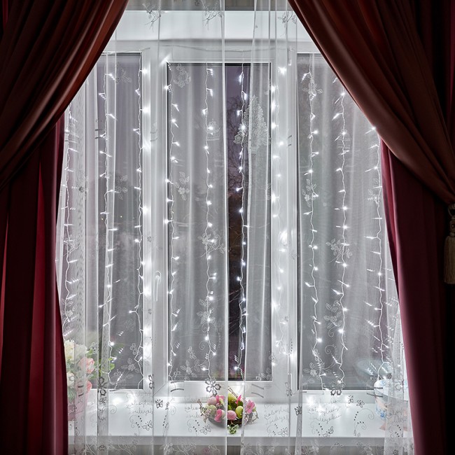 Гирлянда Светодиодный Дождь 2,5x2м, свечение с динамикой, прозрачный провод, 230 В, диоды БЕЛЫЕ Гирлянда Светодиодный Дождь 2,5x2м, свечение с динамикой, прозрачный провод, 230 В, диоды БЕЛЫЕ
