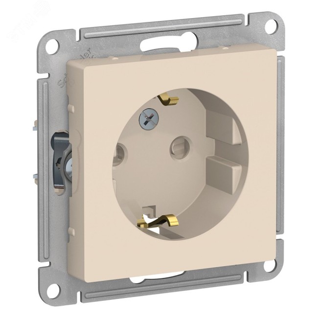 Розетка ATLASDESIGN с заземлением со шторками 16А механизм бежевый Розетка ATLASDESIGN с заземлением со шторками 16А механизм бежевый