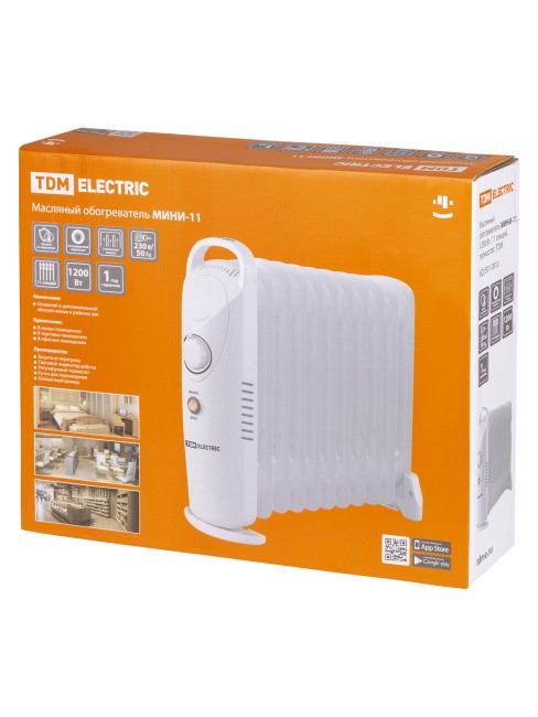 Масляный обогреватель МИНИ-11, 1200 Вт, 11 секций, термостат, TDM Масляный обогреватель МИНИ-11, 1200 Вт, 11 секций, термостат, TDM
