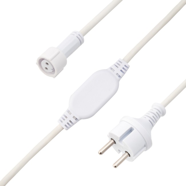 Шнур питания для гирлянды Дюраплей 4 А, подключение до 200 м, белый каучук, 230 В