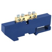 Шина «N» нулевая с синим изолятором на DIN-рейку 6x9 мм стойка бол. 4 группы REXANT Шина «N» нулевая с синим изолятором на DIN-рейку 6x9 мм стойка бол. 4 группы REXANT