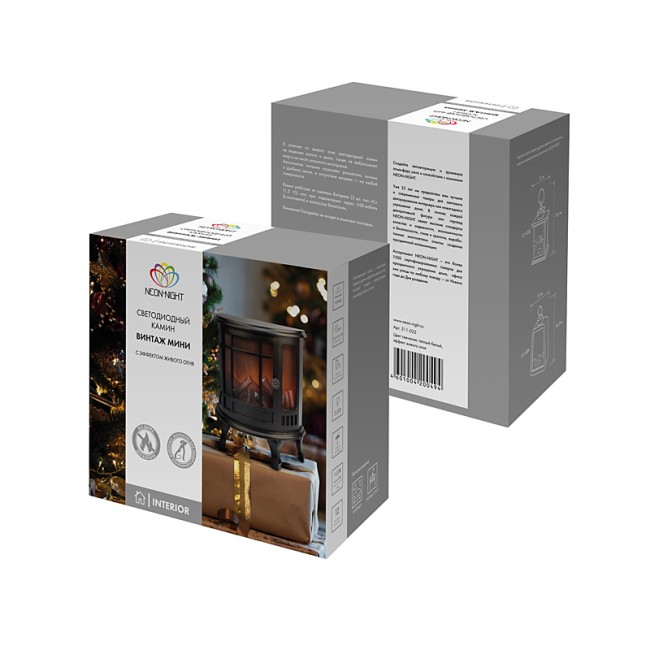 Светодиодный камин Винтаж мини с эффектом живого огня 24.8х12.7х30 см, батарейки 3хС (не в комплекте), с USB, черный Светодиодный камин Винтаж мини с эффектом живого огня 24.8х12.7х30 см, батарейки 3хС (не в комплекте), с USB, черный