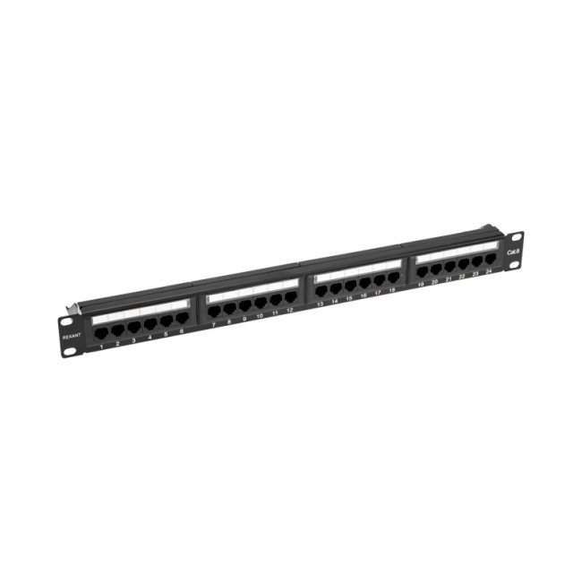 Панель коммутационная с кабельным органайзером 19", 1U, 24 порта, RJ-45, CAT 6, UTP REXANT PRO