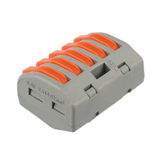 Универсальная клемма СМК 222-415, 5-проводная серая 0,08-2,5/4 мм² (40 шт/уп) REXANT