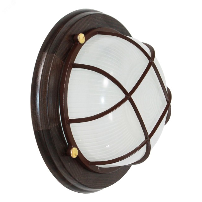 Светильник НПП-03-60-014 IP65 Самарканд 1302 Круг малый матовый / корпус с решеткой дер. венге индивидуальная упаковка Светильник НПП-03-60-014 IP65 Самарканд 1302 Круг малый матовый / корпус с решеткой дер. венге индивидуальная упаковка